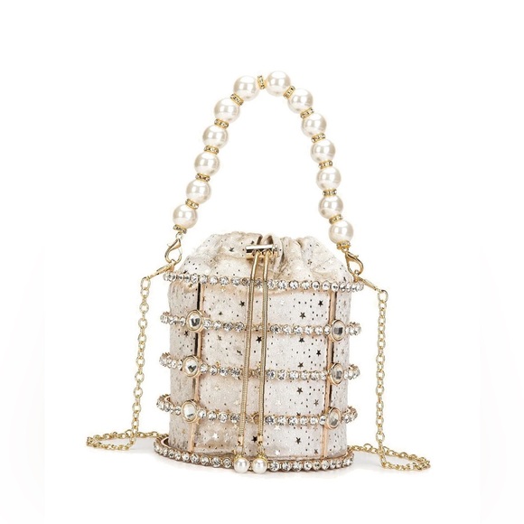 Other - BOGO Elegant Pearl-Embellished gold tone basket or Bag